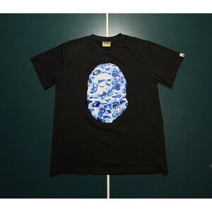 A BATHING APE Ape Head Blue ABC Camo Black T Shirt Size Men's Medium
